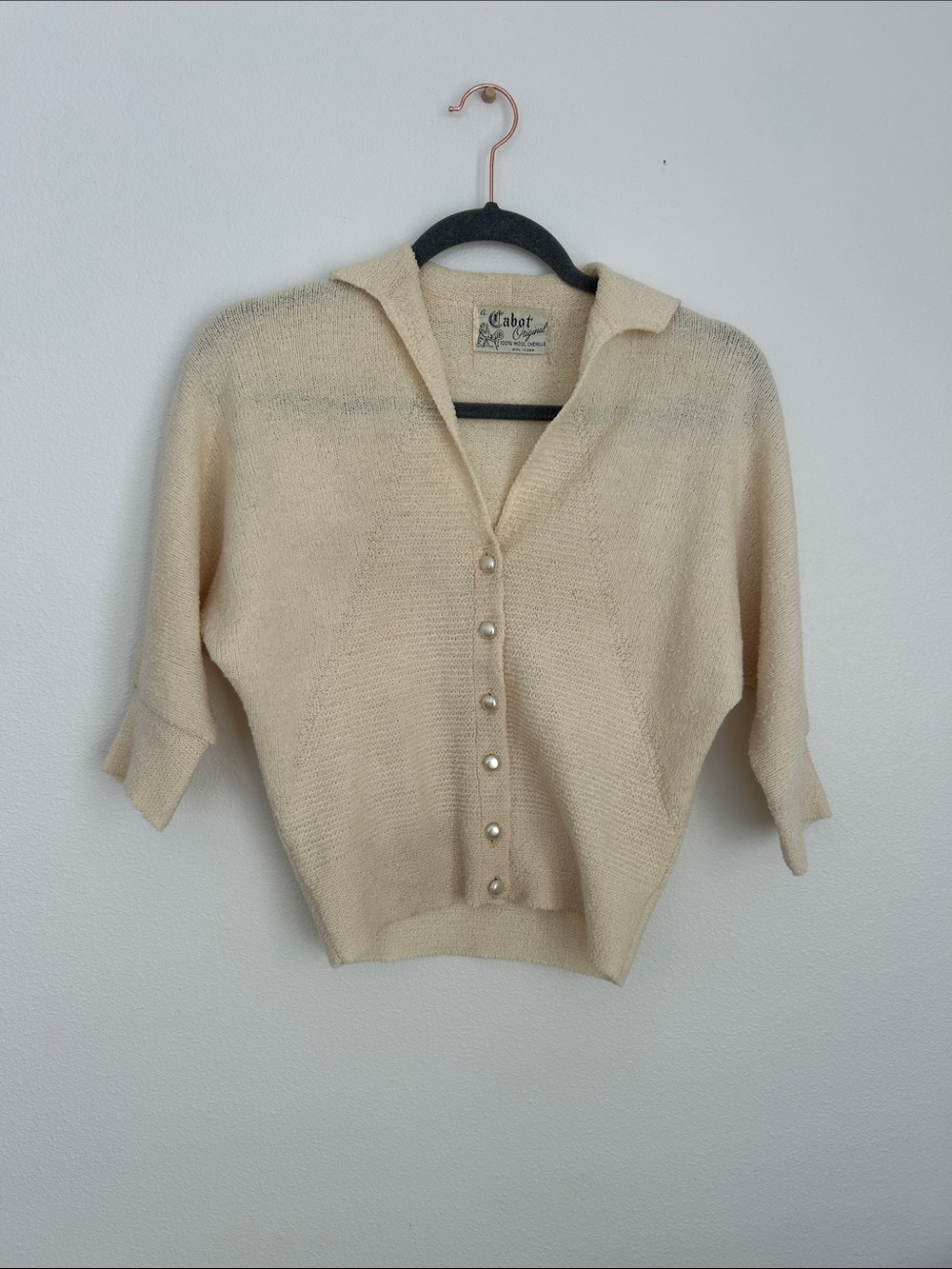 Vintage Cream Knit Button-Front Cardigan